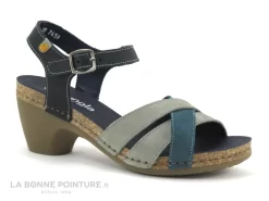 Jungla 7459 - Forest Jade - Nu-pieds Femme Cuir Bleu Et Vert - Petit Talon