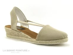 Ludiher 365 Beige - Espadrille Compensee En Toile Beige